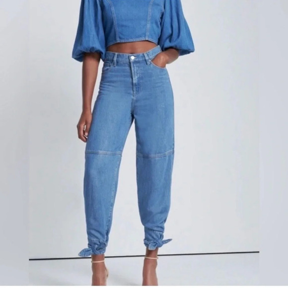 7 For All Mankind Taper Tie Ankle Jeans in Tulip Size 27 - Picture 1 of 12